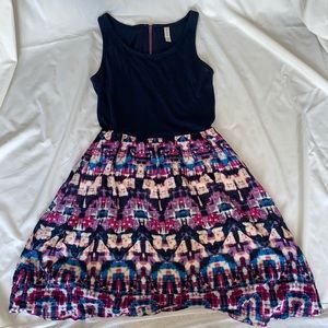 Junior Navy Print Dress